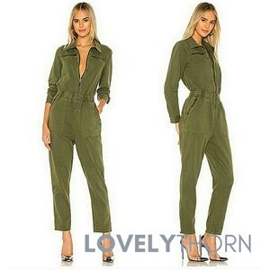 BLANK NYC // ltd ed ultra-flattering green full front zip utility style jumpsuit